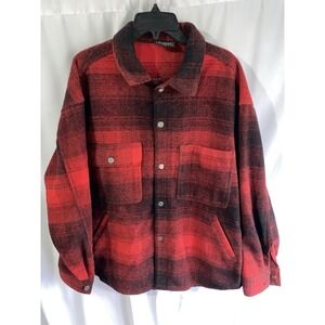 Vintage M Julian B. Free Wool Blend Buffalo Plaid Jacket Red/Black Mens Large